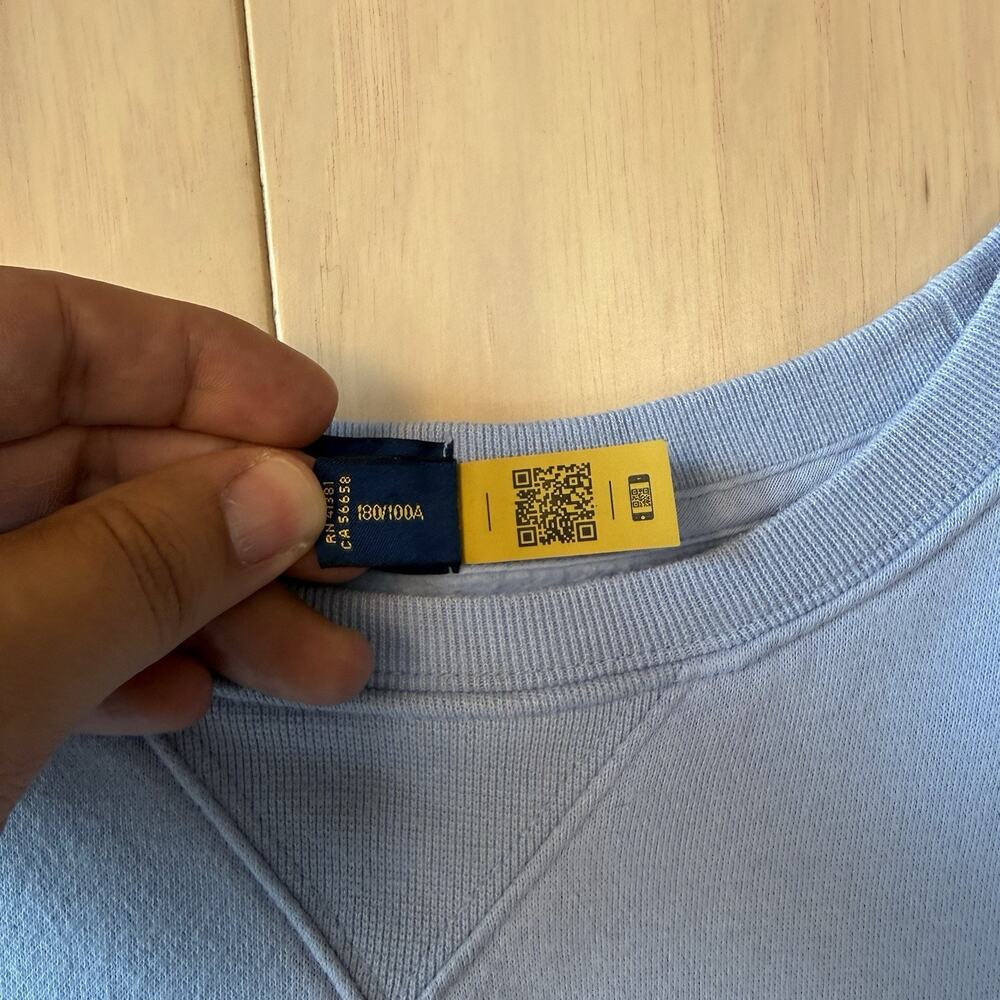 Polo Ralph Lauren Bear Sweatshirt Large Blue Cardigan Fleece - Picture 9 of 10